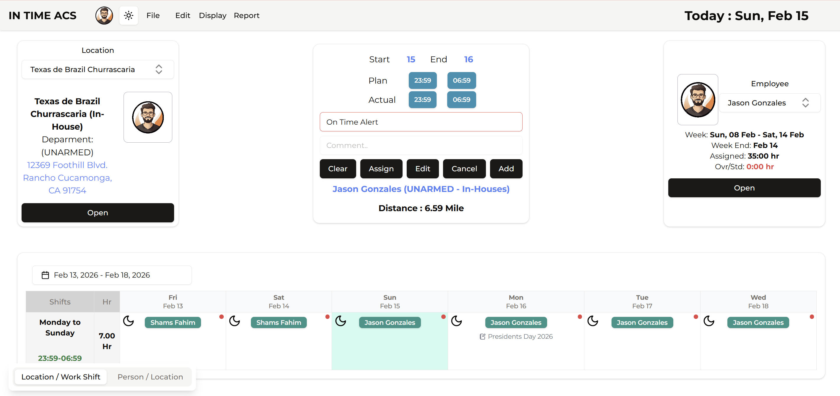 Guard schedule system